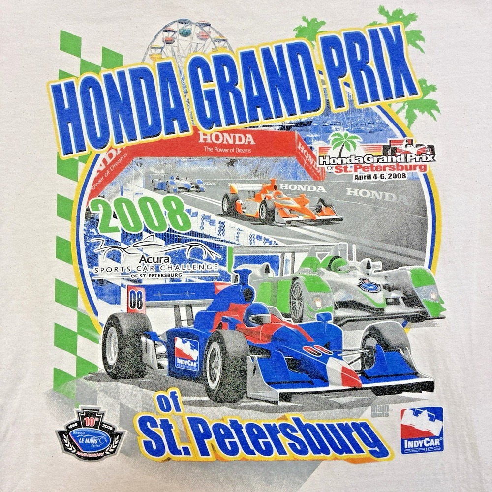 Vintage Honda Racing Shirt Grand Prix Florida Men XL Anvil Tag White Distressed